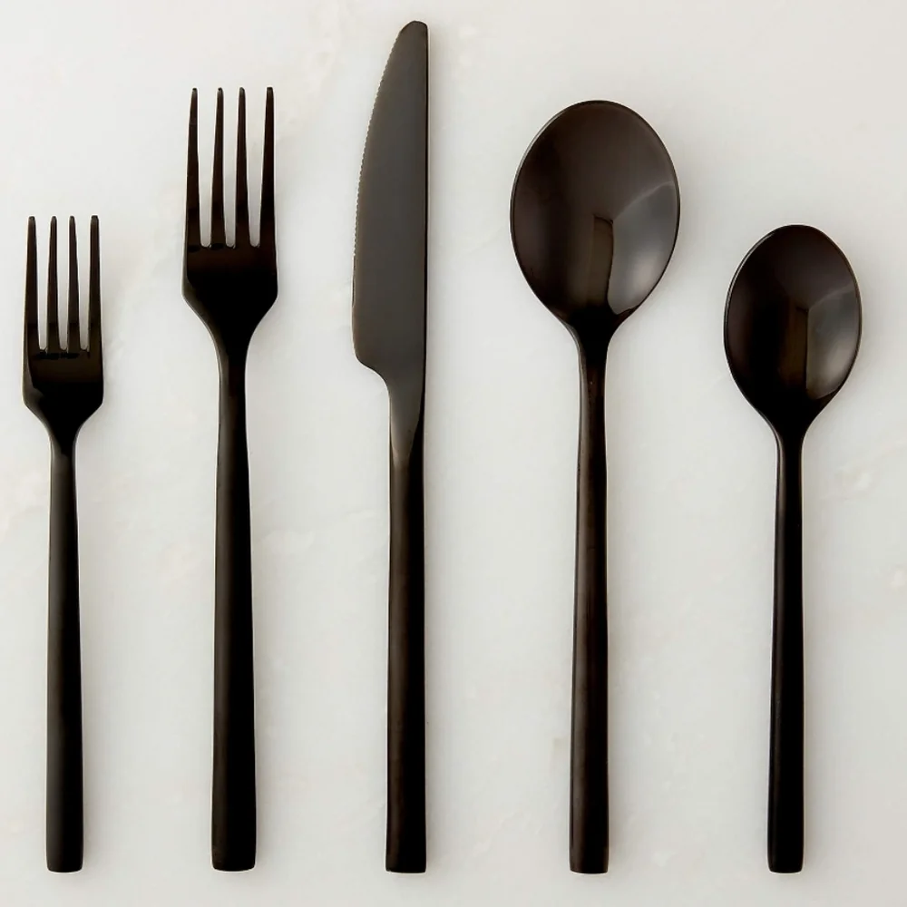 ❤️BUY 2 GET 1 FREE Rush 20-Piece Brushed Black Flatware Set, Retsil $139.00 USD